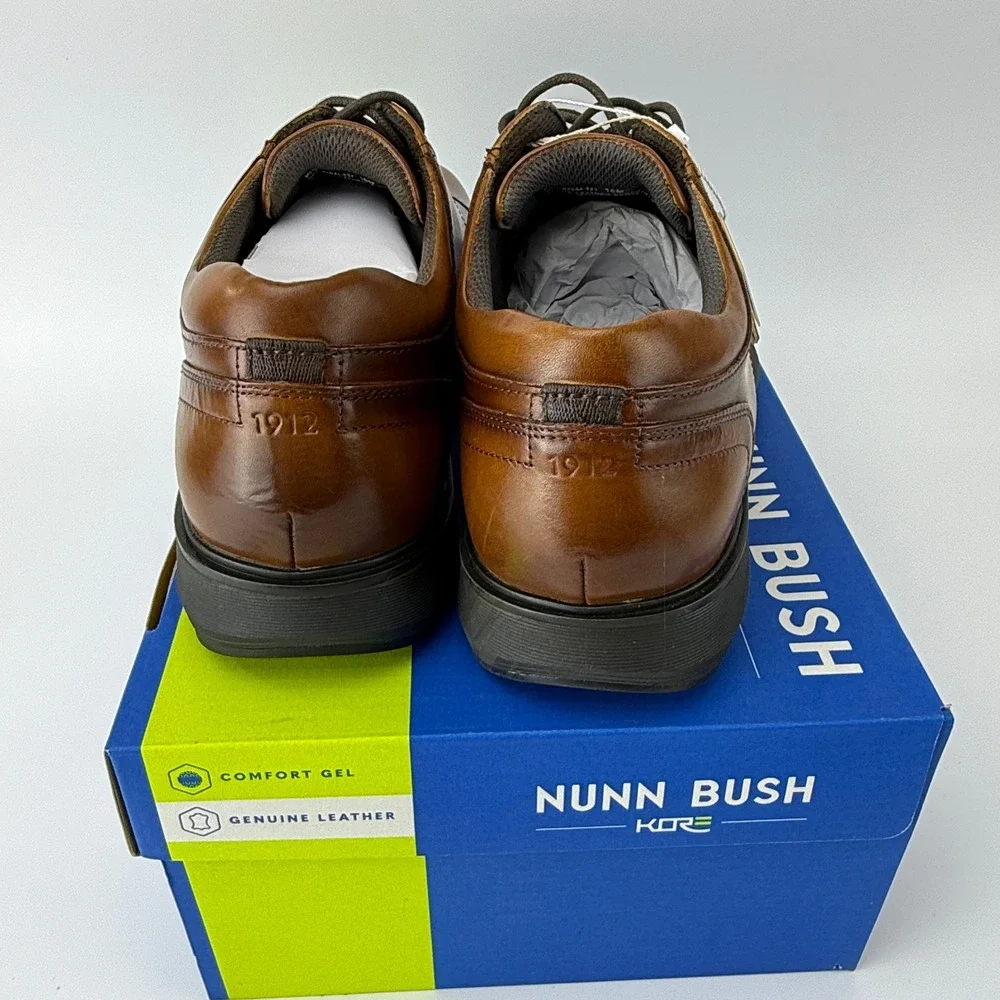 Nunn Bush Kore Pro CT OX Cognac Leather Cap Toe Oxford Shoes Mens 10 M NIB